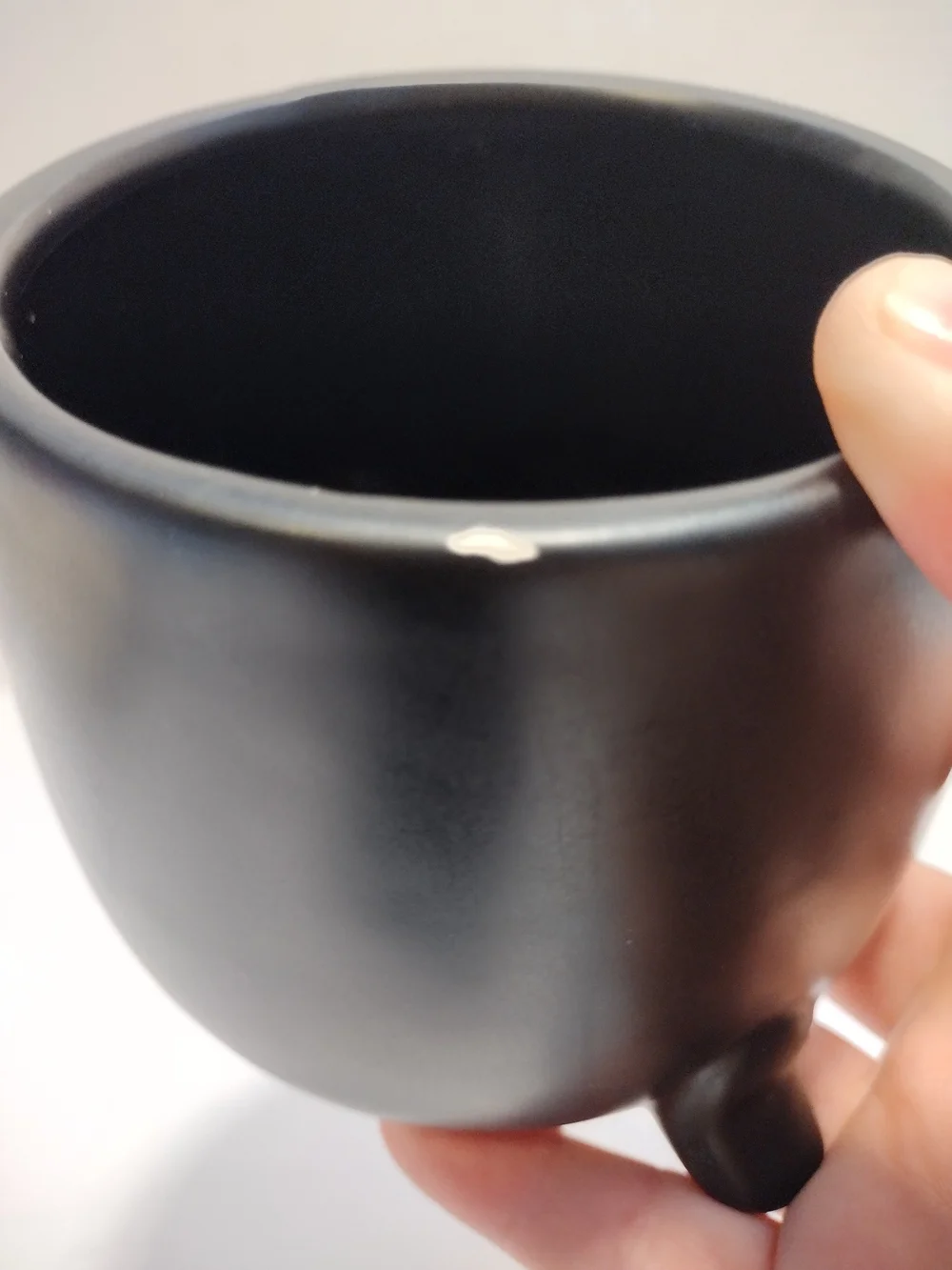 Black Smiling Ceramic Planter - Cute Footed Pot